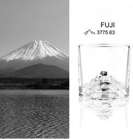 Set pahare pentru whisky LIITON L60200 Denali, Cristal, 260 ml, 2 buc, Fund 3D varf Fuji, Transparent