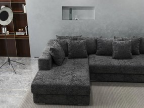 Colțar extensibil dumonde cu ladă de depozitare si sezut confortabil din spuma high-density, Gloria Euphoria Black 320x183 cm