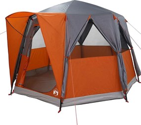 vidaXL Cort cabană pentru 3 persoane cu acoperiș Gri și Portocalie