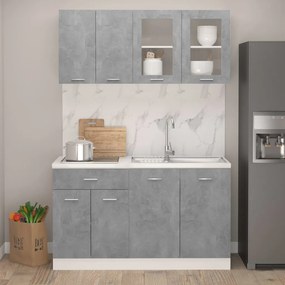 3067659 vidaXL Set dulapuri bucătărie, 4 piese, gri beton, lemn prelucrat
