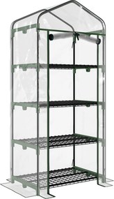 Outsunny Sera pentru Balcon Compacta cu 4 Rafturi pentru Plante, Sera pentru Gradina cu Acoperis din PVC Transparent, 70x50x160cm | Aosom Romania