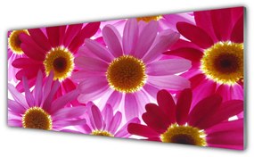 Tablou pe sticla Flori Floral galben roz
