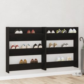 vidaXL Dulapuri pentru pantofi de perete cu raft Altele 2 pcs Stejar negru
