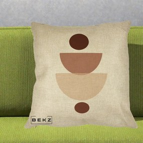 Perna Decorativa Geometric Boho Balance, 40x40 cm, Crem, Husa Detasabila, Perna Inclusa, BEKZ®