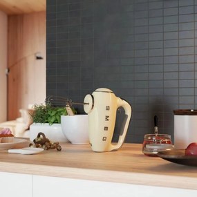 Mixer manual SMEG 50's Style HMF01CREU, 250 W, 9 viteze, Functie Turbo, Afisaj LED, Timer, Accesorii, Crem