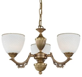 Candelabru cu 3 brate clasic design italian din alama si sticla 8651 RA-L. 8651/3