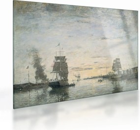 Tablou pe sticlă - Eugène Boudin, Entrance to the Harbor, Le Havre, reproducere (70x50 cm)