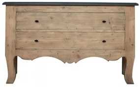 Comoda natur, din lemn de pin, cu 2 sertare, aspect vintage, Justine