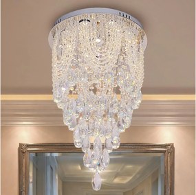 Lampă de tavan cu cristale MAJURO LED/30W/230V Ø 40 cm crom lucios + telecomandă