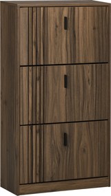 HOMCOM Dulap pentru Pantofi, Organizator de Pantofi cu 3 Sertare si Rafturi Reglabile pentru 18 Perechi, 63x24x114 cm, Nuc | Aosom Romania