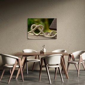 Tablou pe sticlă inima din frânghie (70x50 cm)