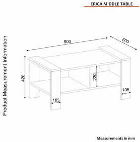Masă de cafea Erica White Walnut