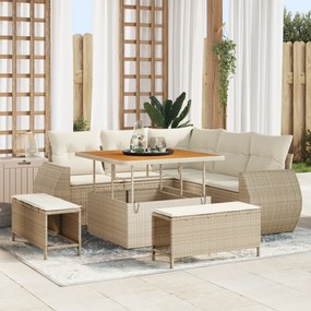 vidaXL Set de canapele pentru grădină 8 pcs Bej poliratan