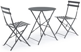 Set mobilier de gradina  format din masa +2  scaune  Wissant, gri inchis