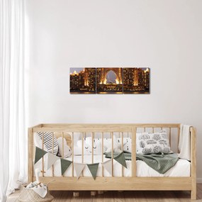 Tablou construcției în Dubai (cu ceas) (90x30 cm)