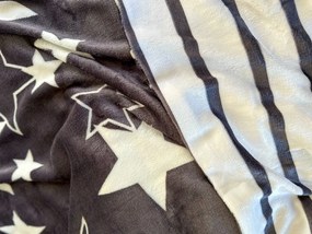 Lenjerie de pat din microplus STARS gri + cearceaf din microplus SOFT 90x200 cm gri inchis