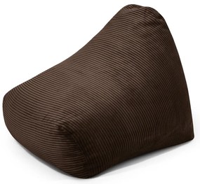 Fotoliu puf pentru copii maro închis cu tapițerie din catifea reiată Snug 80 – SLOWDOWN