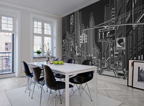 Fototapet, Cartoon City, Black, Rebel Walls