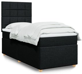 vidaXL Pat box spring cu saltea, negru, 80x200 cm, textil