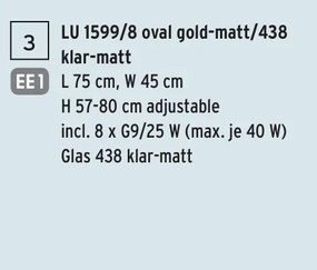 Candelabru 8 brate elegant design modern OPALDESIGN, auriu mat