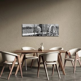Tablou - Remorcă,alb-negru (cu ceas) (90x30 cm)