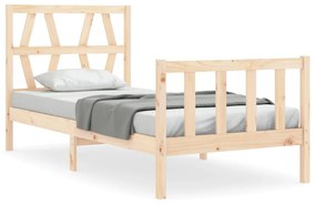 3192451 vidaXL Cadru de pat cu tăblie single mic, lemn masiv