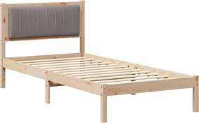 vidaXL Cadru de pat cu tăblie tapițată Gri taupe 90 x 190 cm