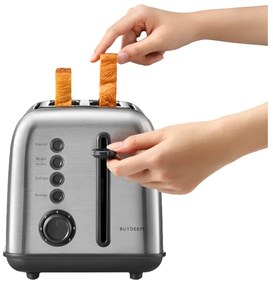 Prajitor de paine Buydeem DT620E-SS/EU, 900W, Pana la 204C°, 7 programe, Deschidere larga, Pop-up mare, Inox
