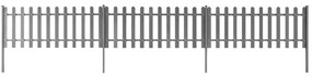 Gard din sipci cu stalpi, 3 buc., 600x80 cm, WPC 3, Gri, 600 x 80 cm