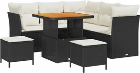 vidaXL Set de canapele pentru grădină 8 pcs Negru poliratan