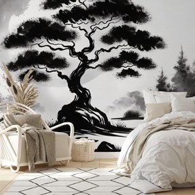 Fototapet - Bonsai alb-negru (147x102 cm)