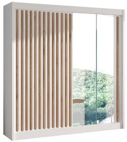 Dulap SANTINO cu oglindă 203x215 cm alb/stejar craft