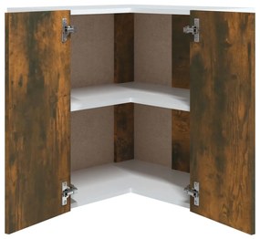 Dulap de colt suspendat, stejar fumuriu, 57x57x60 cm, lemn Stejar afumat, 1