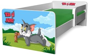 Pat copii Tom si Jerry P1 2-8 ani cu saltea si protectie laterala detasabila