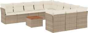 vidaXL Set canapele de grădină cu perne, 12 piese, bej, poliratan