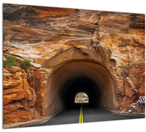 Tablou pe sticlă - tunel în stâncă (70x50 cm)