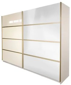 Gold Dulap 2800 Crem cu usi MDF Lucios si Oglinda