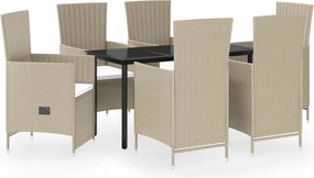 vidaXL Set de mobilier pentru grădină, cu perne, 7 piese, bej