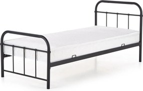 Pat metalic negru Linda 90x200, negru, otel, cu somiera