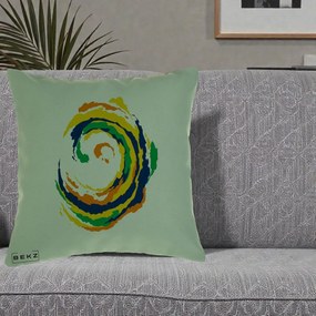 Perna Decorativa Vortex Abstract Colorat, 40x40 cm, Verde, Husa Detasabila, Perna Inclusa, BEKZ®