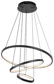 Lustra LED cu telecomanda cu 3 inele metal negru Beliza