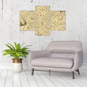 Tablou - Harta de epocă, ilustrații (90x60 cm)