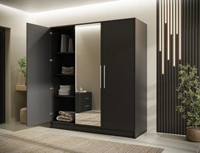 Dulap cu 3 usi si oglinda Alarica 180x60x200 cm – Negru