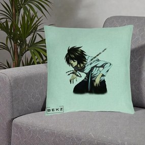 Perna Personalizata Death Note L Lawliet Lanturi, 40x40 cm, Verde Menta, Husa Detasabila, Perna Inclusa, BEKZ®