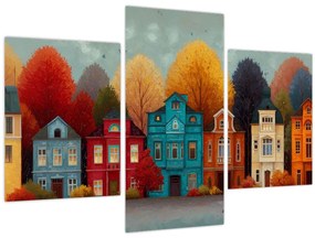 Tablou - Oraș de toamnă pictat (90x60 cm)