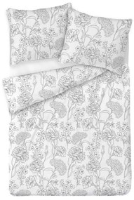Lenjerie de pat Matex Satin Flori gri , 140 x 200cm, 70 x 90 cm