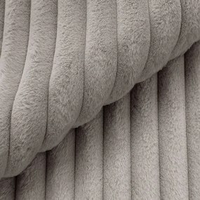 Colțar gri deschis cu tapițerie din catifea reiată (cu colț pe partea stângă/în formă de "U") Justin – Ropez