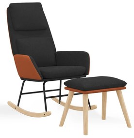 3097796 vidaXL Scaun balansoar cu taburet, negru, textil