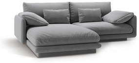 Colțar gri deschis cu tapițerie din catifea (cu colț pe partea stângă /cu șezlong) Torino – Micadoni