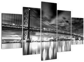 Tablou - Podul Benjamin Franklin, Philadelphia, alb-negru (150x105 cm)